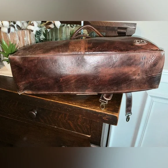 Bed Stu Leather Rockaway Shoulder Bag Crossbody Tote Teak Rustic MSRP  $345 - Picture 7 of 13